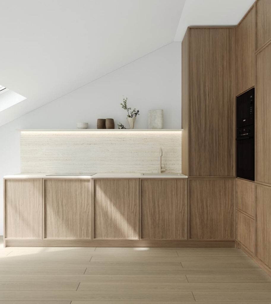 Eg finere køkken med en ramme